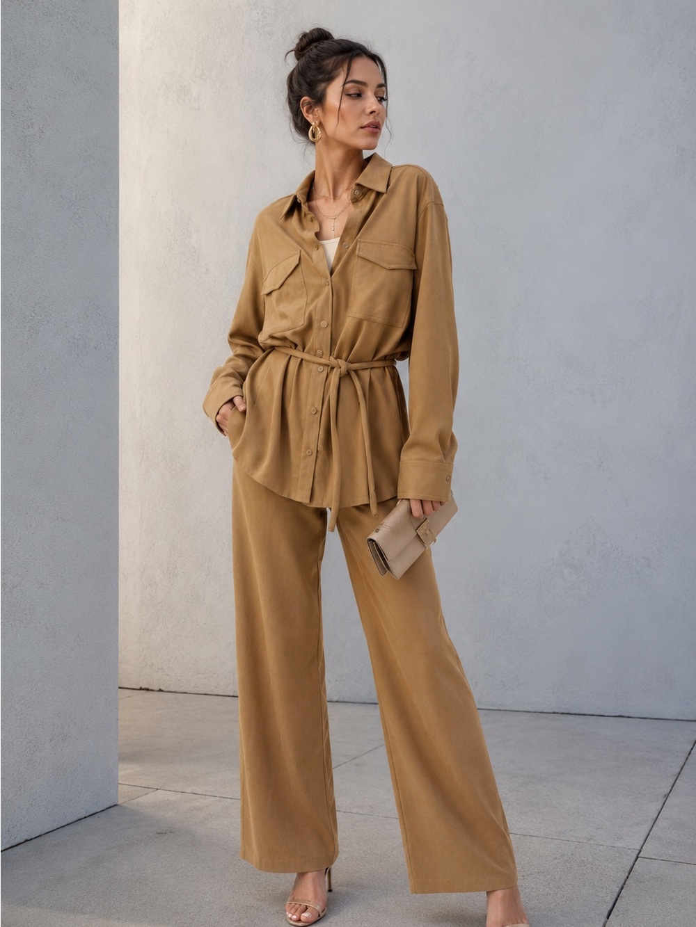 Good American Belted suede jacket